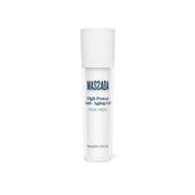 Massada - High Power Anti-Aging Gel 50ml in een strak, wit flesje voor mannen, gericht op anti-rimpel en huidverjonging.