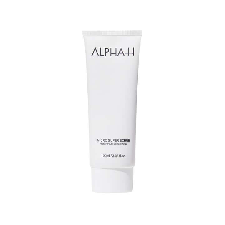 Alpha-H Micro Super Scrub 100ml tube met verfrissende formule voor egalere huidtextuur en heldere teint