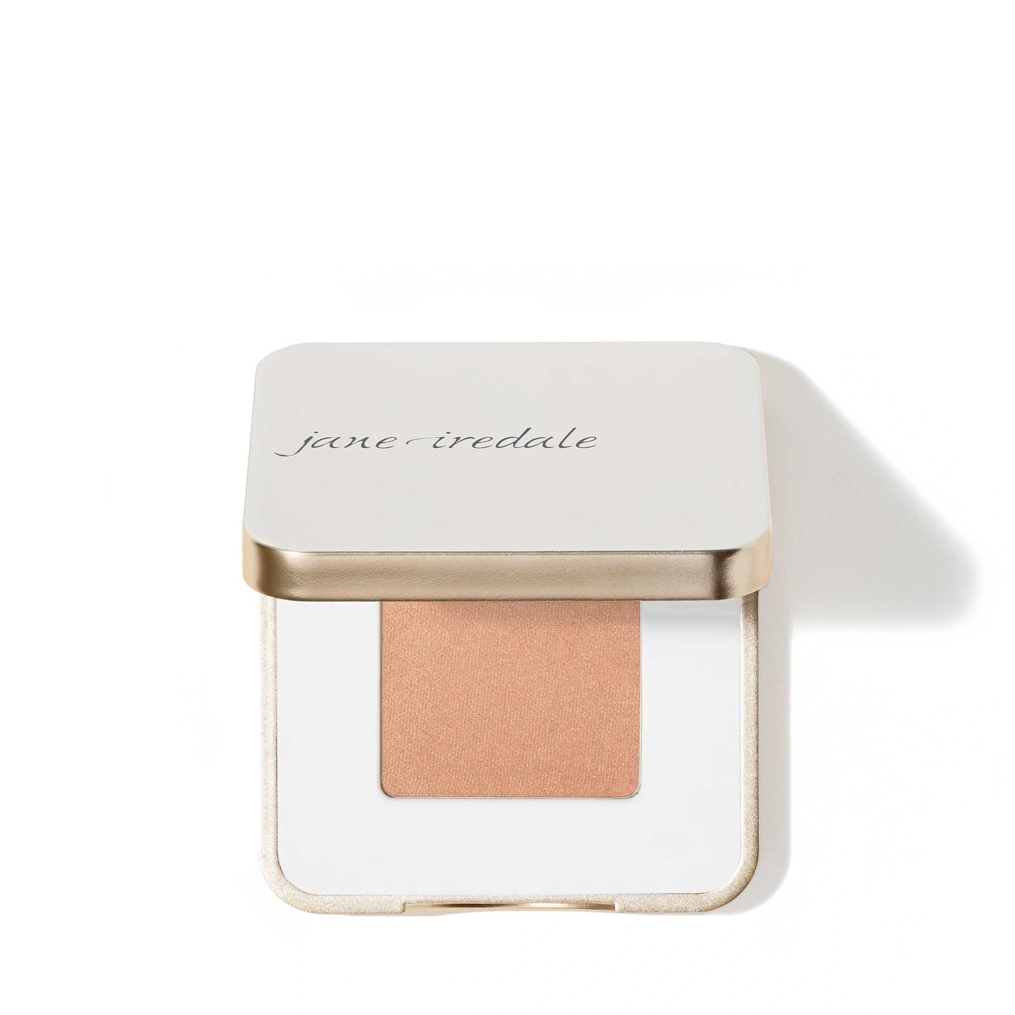 Jane Iredale PurePressed Eye Shadow Single Allure 1,3g, shimmery light peach eyeshadow in sleek compact.