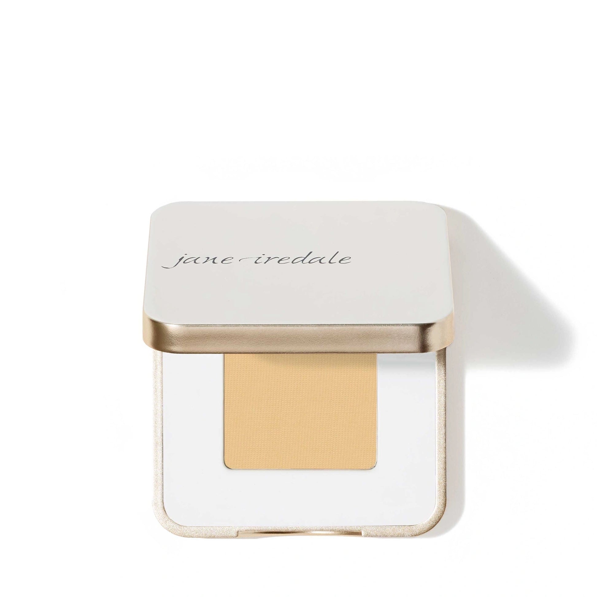 Jane Iredale PurePressed Eye Shadow Single Bone 1,3g in compacte verpakking, romige matte nude tint voor veelzijdige oogmake-up.