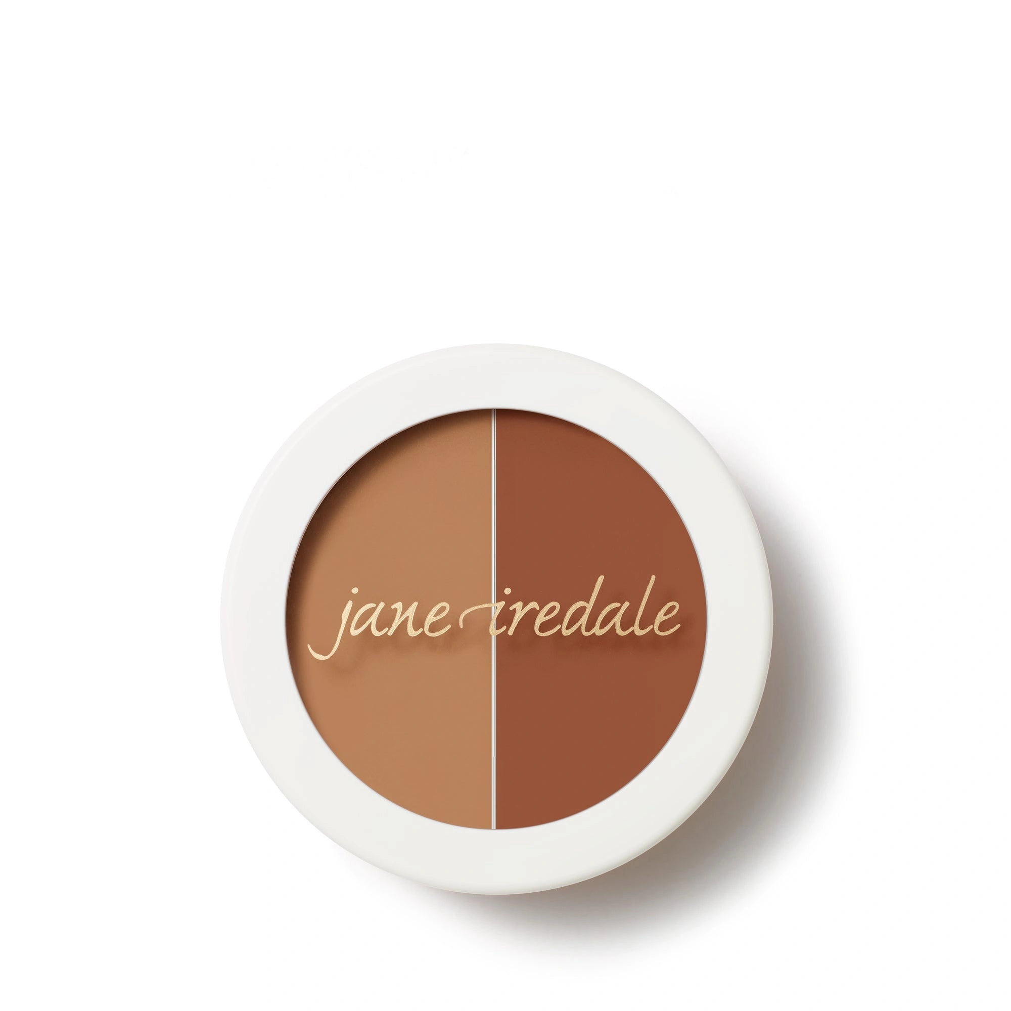 Jane Iredale Circle Delete Concealer 3 2,8g in een ronde verpakking met twee tinten voor het camoufleren van hyperpigmentatie.