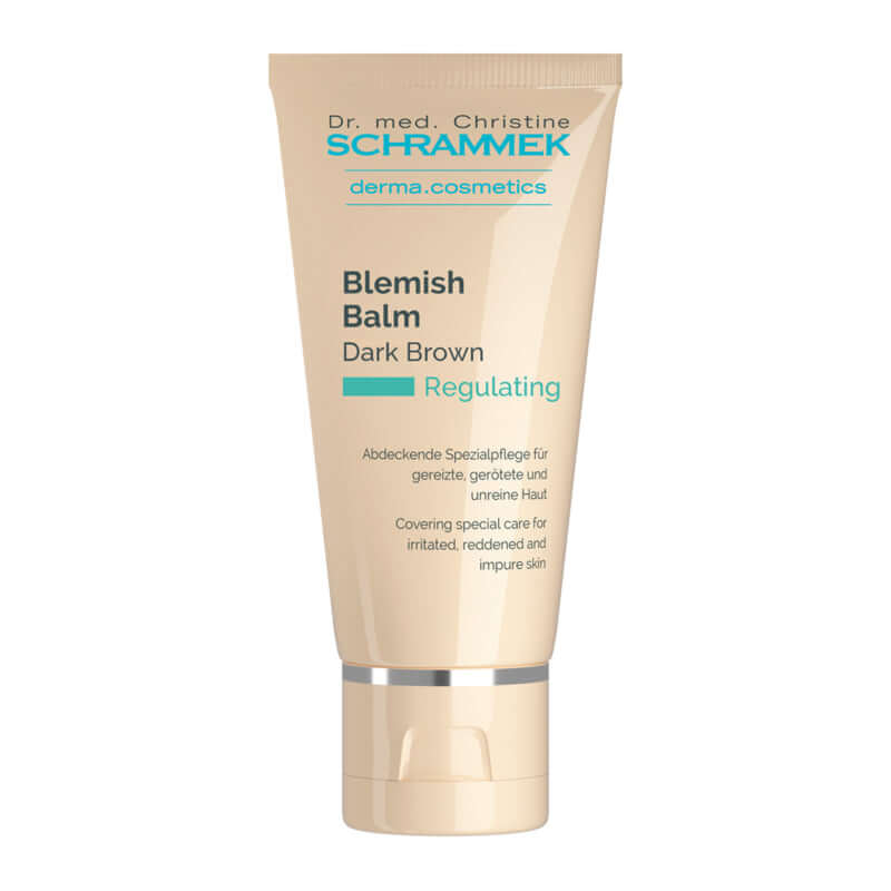 Schrammek Blemish Balm Dark Brown 40ml tube voor perfecte dekking van onzuiverheden met een rijke tint voor de donkere huid.