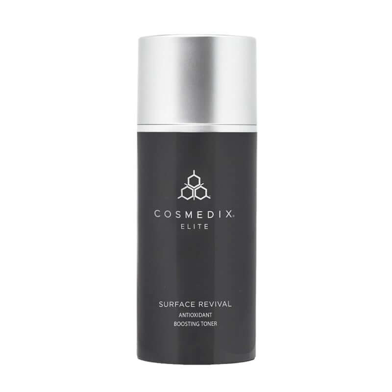 Cosmedix Elite Surface Revival Antioxidant Boosting Toner 100ml in stijlvolle verpakking met grijze en zilveren details.
