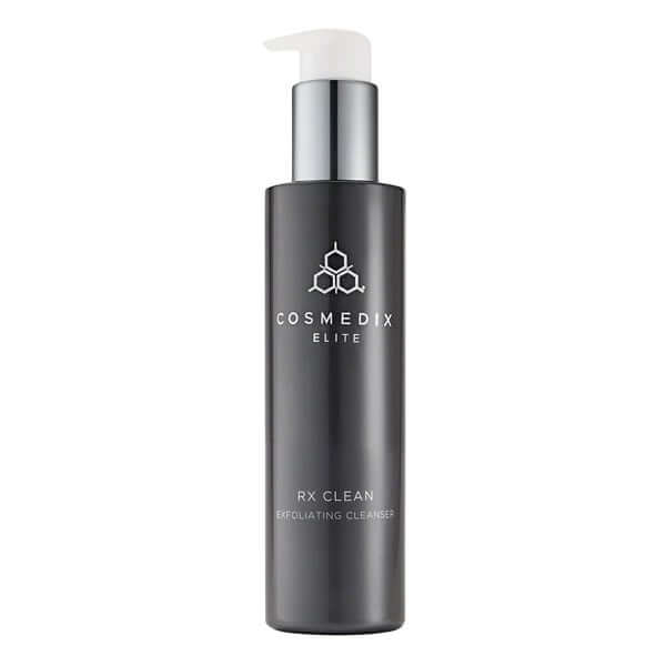 Cosmedix Elite RX Clean Exfoliating Cleanser 150ml in moderne, elegante verpakking voor effectieve huidverzorging.
