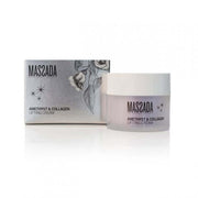 Massada Amethyst & Collagen Lifting Cream 50ml met luxe verpakking en gladde crème textuur voor anti-aging.