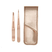 Tweezerman - Petite Tweeze Set Rose Gold met scherpe en schuine pincetten in elegante rose gouden etui.