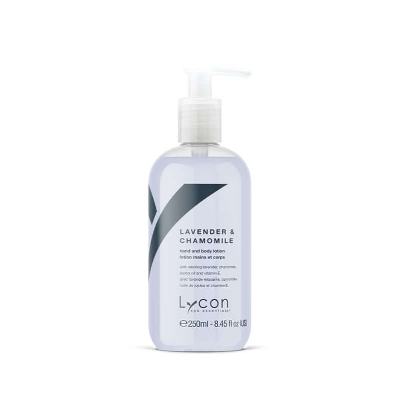 Lycon Lavender & Chamomille Hand & Body Lotion 250ml in luxe verpakking voor optimale hydratatie en zachtheid.