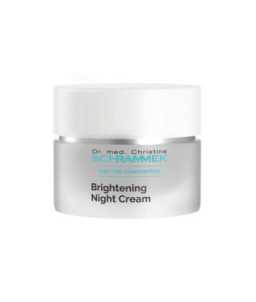 Schrammek Brightening Night Cream 50ml in a sleek jar for hyperpigmentation treatment and skin rejuvenation.