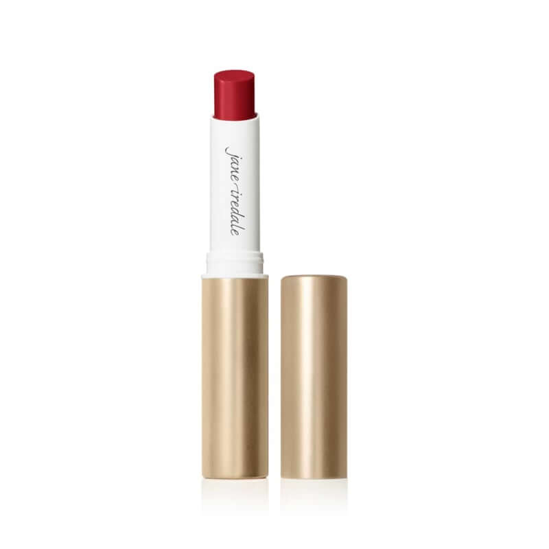 Jane Iredale - ColorLuxe Hydrating Cream Lipstick - Candy Apple 2g, romige lipstick in koele medium-donkerrode tint met satijnen finish
