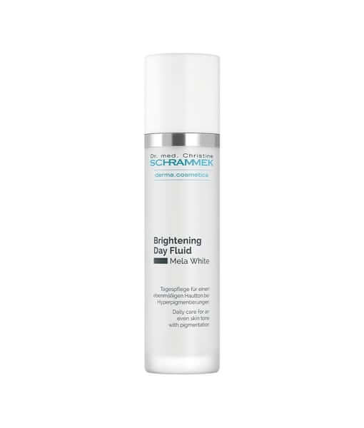 Schrammek Brightening Day Fluid SPF50 50ml in een stijlvolle verpakking voor egale teint en bescherming tegen hyperpigmentatie