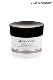 Gemology - Sapphire Cream 50ml, een luxe gezichtscrème in een elegant jar voor gevoelige huid, hydraterend en kalmerend.