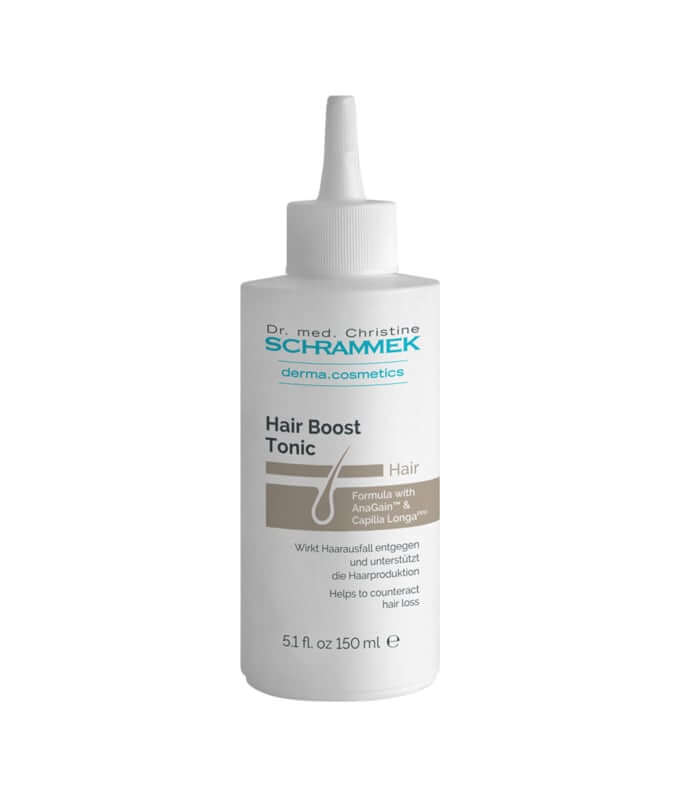 Schrammek Hair Boost Tonic 150ml met unieke formule tegen haaruitval en dunner wordend haar, verzorgt de hoofdhuid en stimuleert haargroei.
