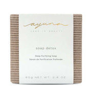Ayuna Soap Detox 80g - Diep zuiverende zeep met actieve kool voor een frisse huid in een stijlvolle verpakking.