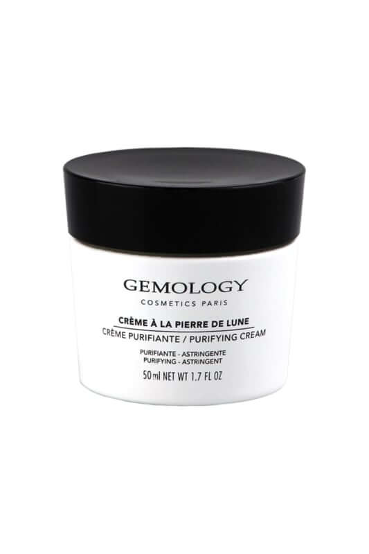 Gemology - La Pierre De Lune Cream 50ml in witte pot met zwarte dop, ideaal voor een gematteerd effect zonder uitdrogen.