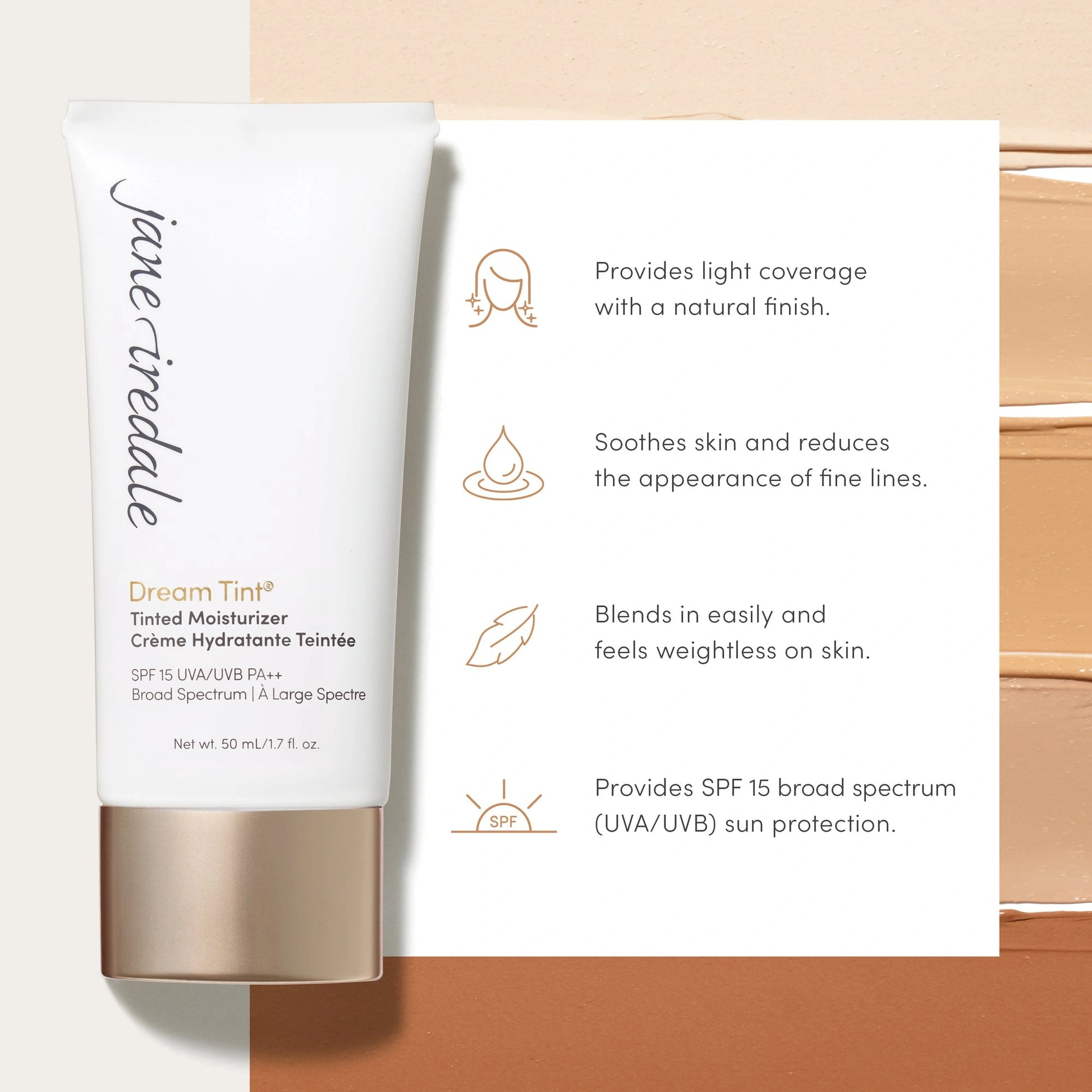 Jane Iredale Dream Tint® Tinted Moisturizer SPF15 Warm Bronze 50ml lichte dekking met natuurlijke finish en huidverzorging