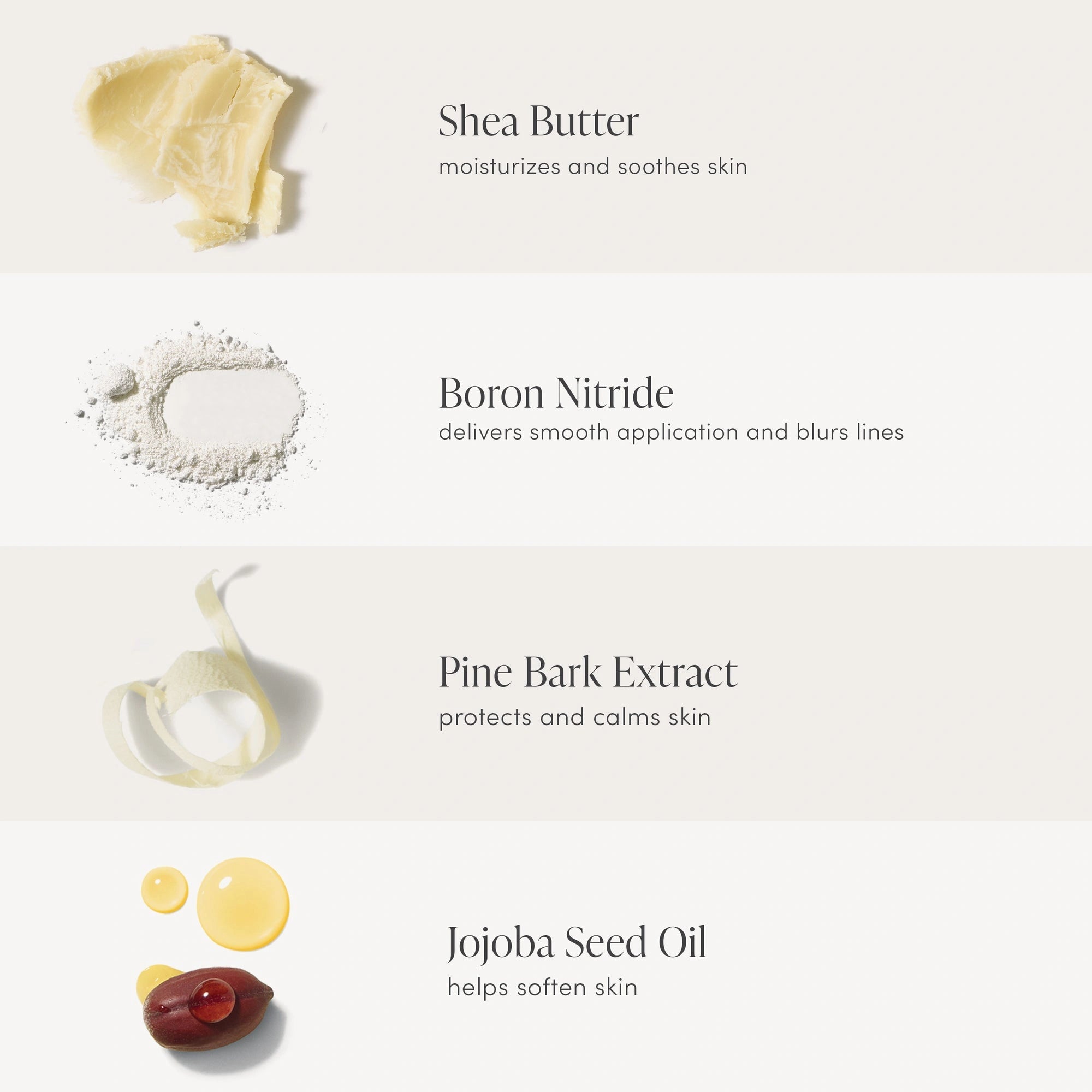 Jane Iredale PurePressed Eye Shadow Kit Naturally Glam 4,2g met ingrediënten zoals Shea Butter, Boron Nitride, Pine Bark Extract en Jojoba Seed Oil.