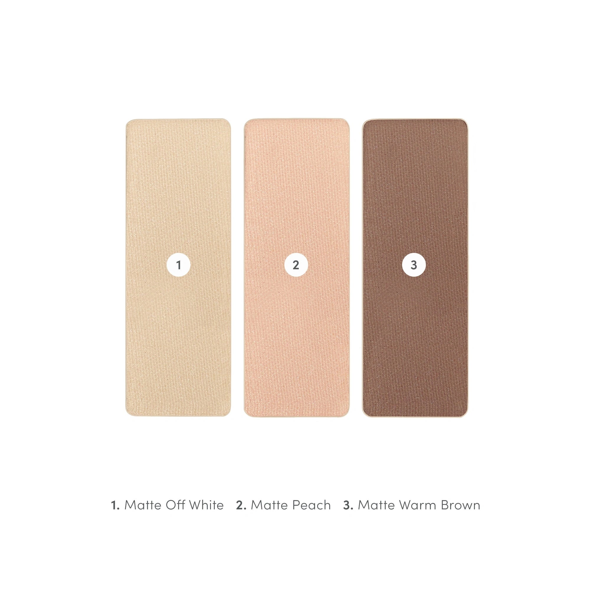 Jane Iredale PurePressed Eye Shadow Triple Sweet Spot 2,1g met drie matte oogschaduws in neutrale tinten: off white, peach en warm brown.