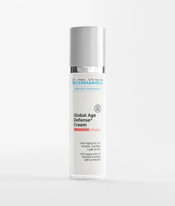 Dr Schrammek Global Age Defense+ Cream SPF30 50ml met innovatieve anti-aging formule en breedspectrum bescherming.