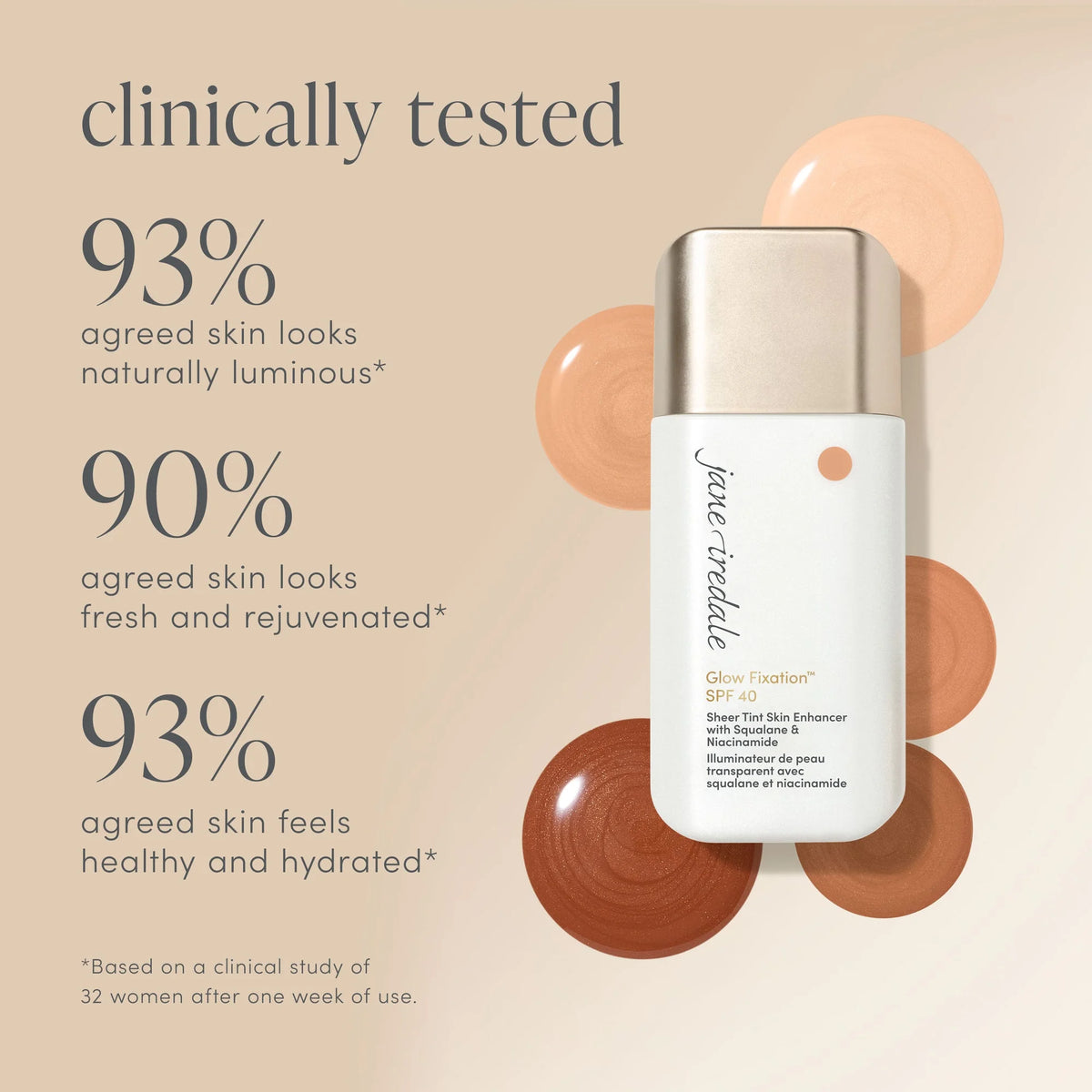Jane Iredale Glow Fixation SPF 40 Sheer Tint Skin Enhancer Fair to Light 40ml