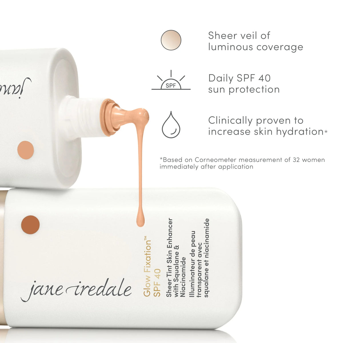 Jane Iredale Glow Fixation SPF 40 Sheer Tint Skin Enhancer Fair to Light 40ml