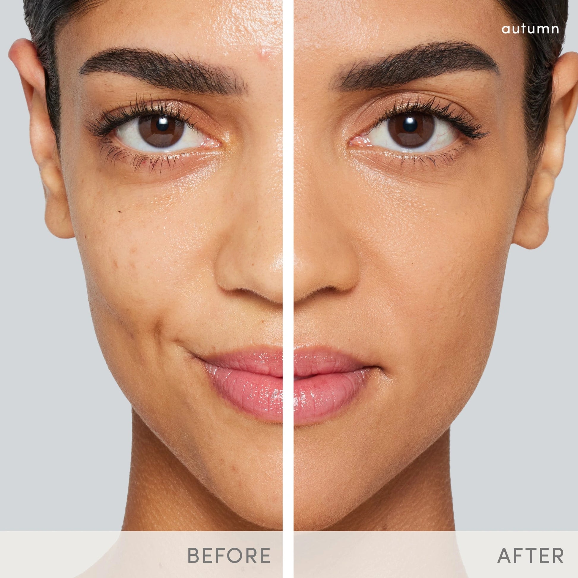 Jane Iredale PurePressed Base SPF20 Refill Autumn 9,9g voor een natuurlijke huidverbetering, voor en na foto.
