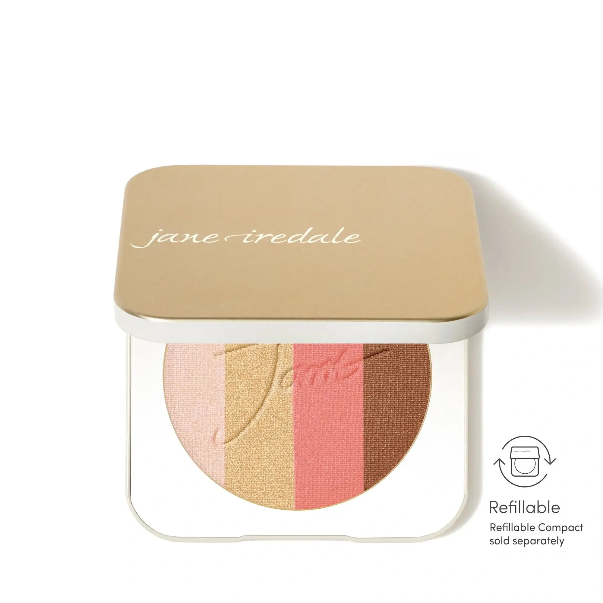 Jane Iredale PureBronze Shimmer Bronzer Refill First Light met romige champagne roze tinten in een luxe verpakking.