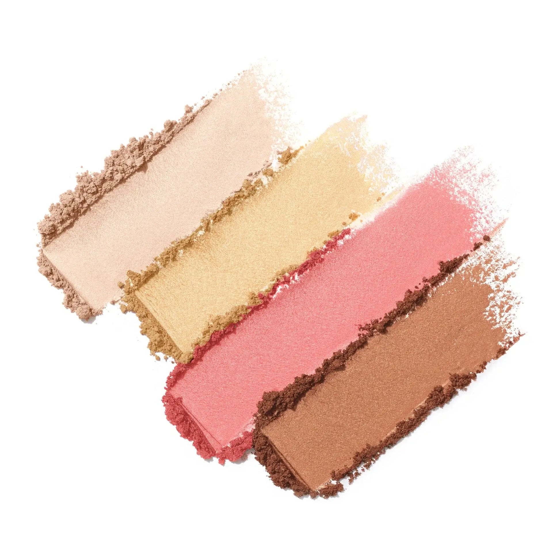 Jane Iredale PureBronze Shimmer Bronzer Refill First Light, romige poeders in champagne roze, goud en bruin tinten.