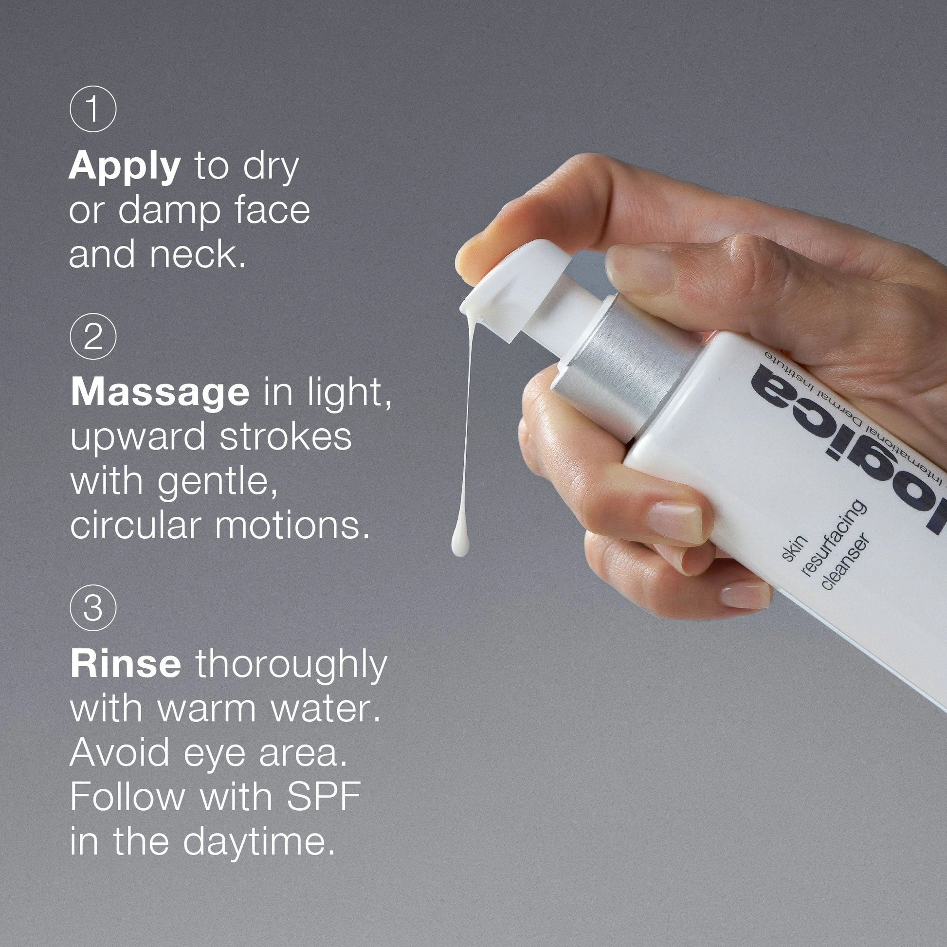 Dermalogica Skin Resurfacing Lactic Acid Cleanser 150ml doseren en aanbrengen met een pompje voor dagelijkse exfoliatie.