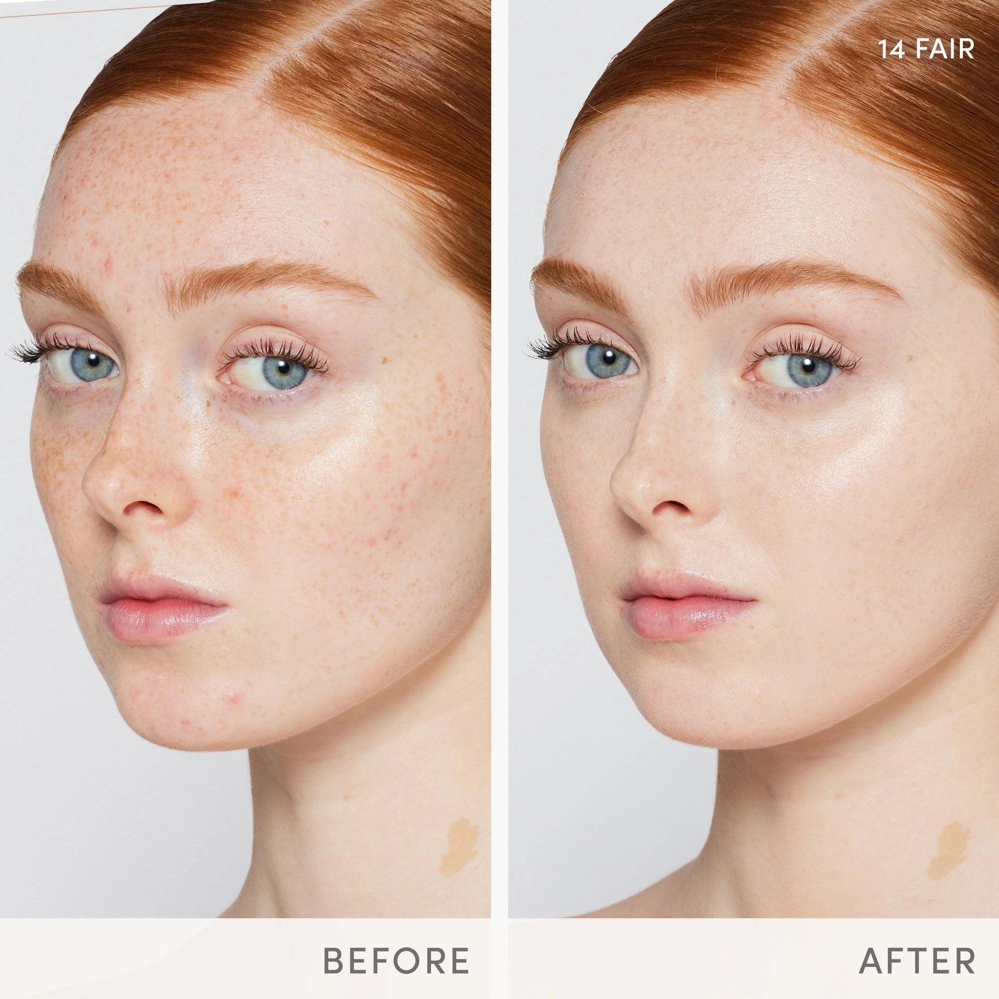 Jane Iredale Skintuition SPF30 Radiance-Boosting Liquid Foundation 14 Fair 30ml voor een stralende huid, voor en na gebruik