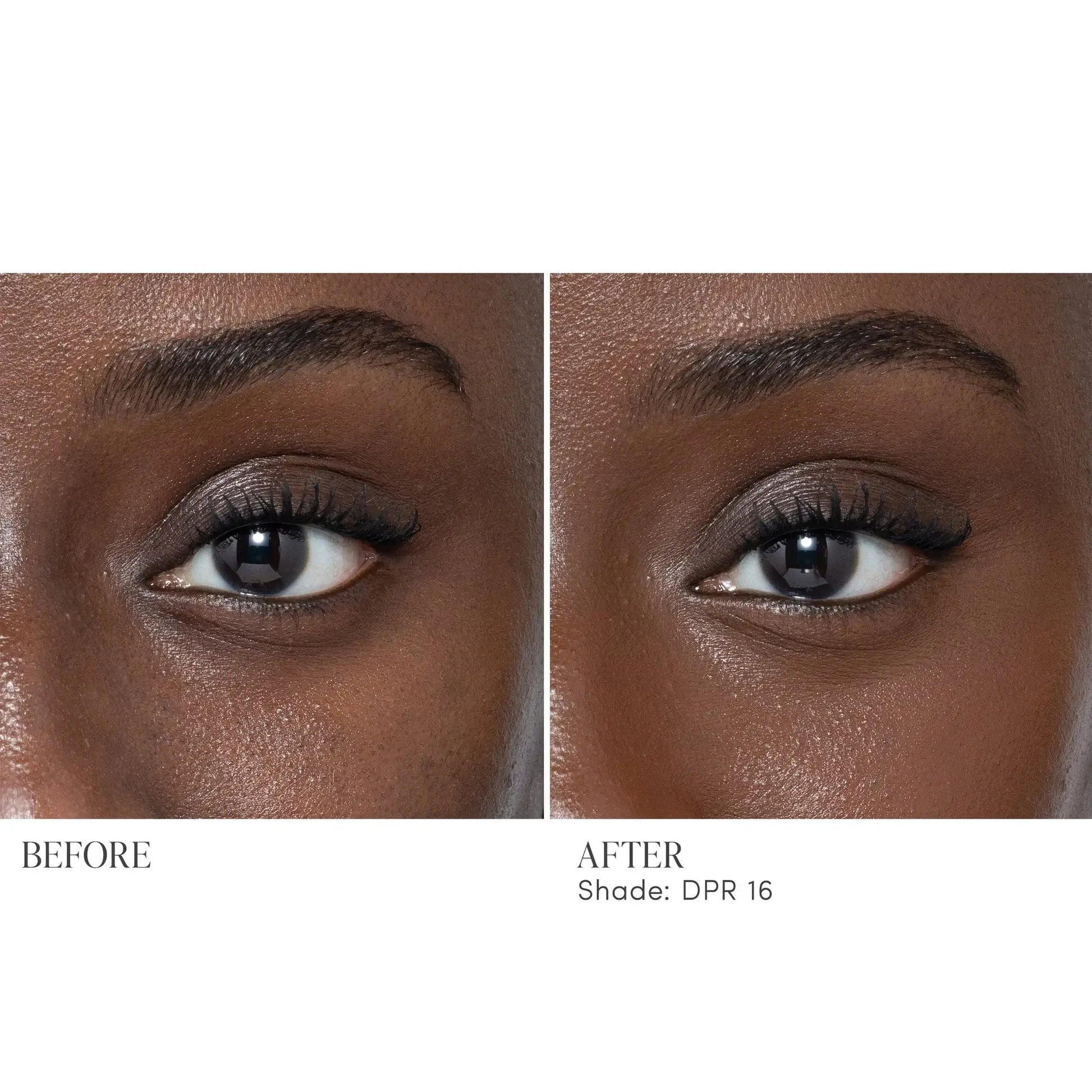 Jane Iredale Skintuition Brightening Under Eye Concealer DPR16 voor een stralende onderooglook, voor en na toepassing.