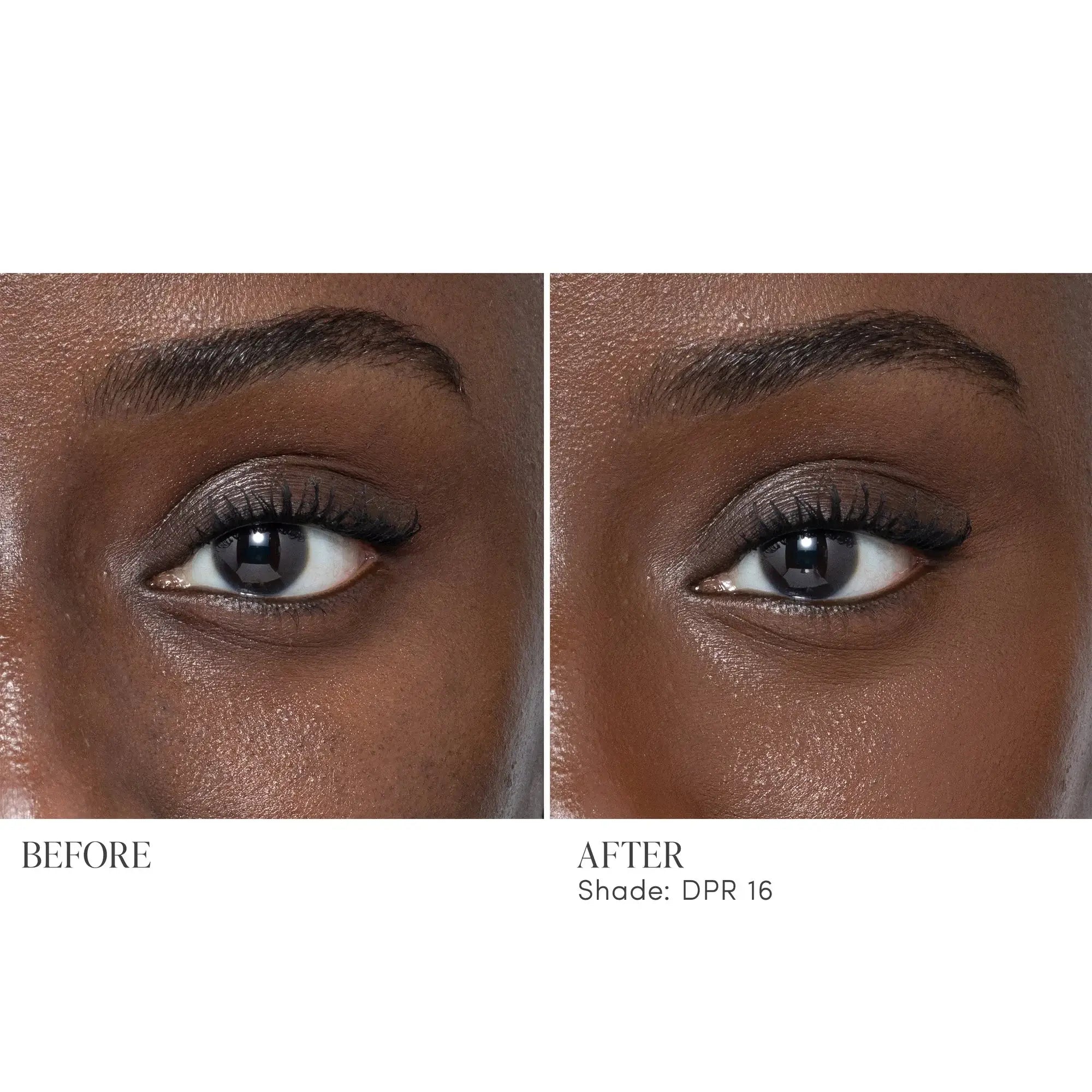 Jane Iredale Skintuition Brightening Under Eye Concealer DPR16 voor een stralende onderooglook, voor en na toepassing.
