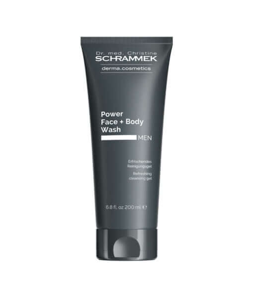 Schrammek Power Face + Body Wash 200ml, 2-in-1 reinigingsgel voor mannen, frisse verzorging voor gezicht en lichaam.