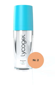 Lycogel Breathable Tint Nr. 2 30ml in fles met blauwe dop, voor een lichte glow en natuurlijke uitstraling.