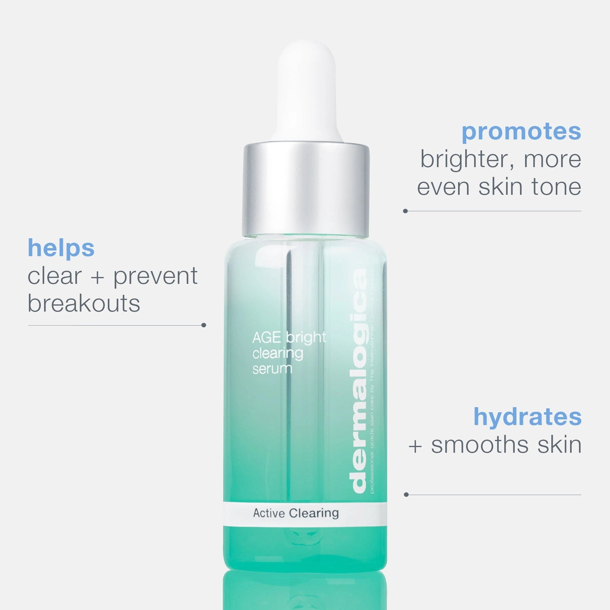 Dermalogica AGE Bright Clearing Serum 30ml in een glazen pipetflesje met hydraterende en verhelderende eigenschappen.
