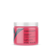 Lycon - Pomegranate Sugar Scrub 520gr in een luxe pot met heldere roze textuur en unieke granaatappelgeur.