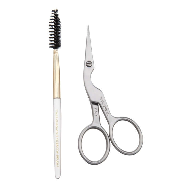 Tweezerman - Stainless Steel Brow Shaping Scissors & Brush met precisie schaar en spoolie borstel voor perfecte wenkbrauwen