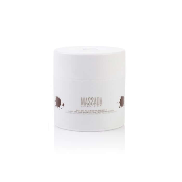 Massada - Sea Mud And Salt Naturel Peeling 200ml in witte verpakking, ideaal voor het verzachten en hydrateren van de huid.