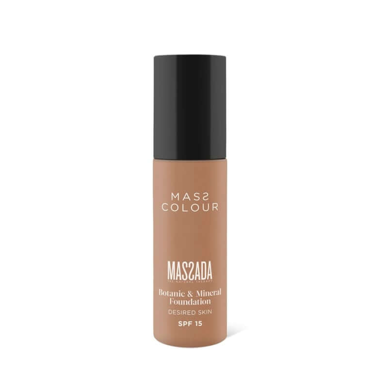 Massada - Mass Colour Botanic & Mineral Foundation Nº 0 30ml in een stijlvolle verpakking met SPF15 voor een natuurlijke uitstraling.