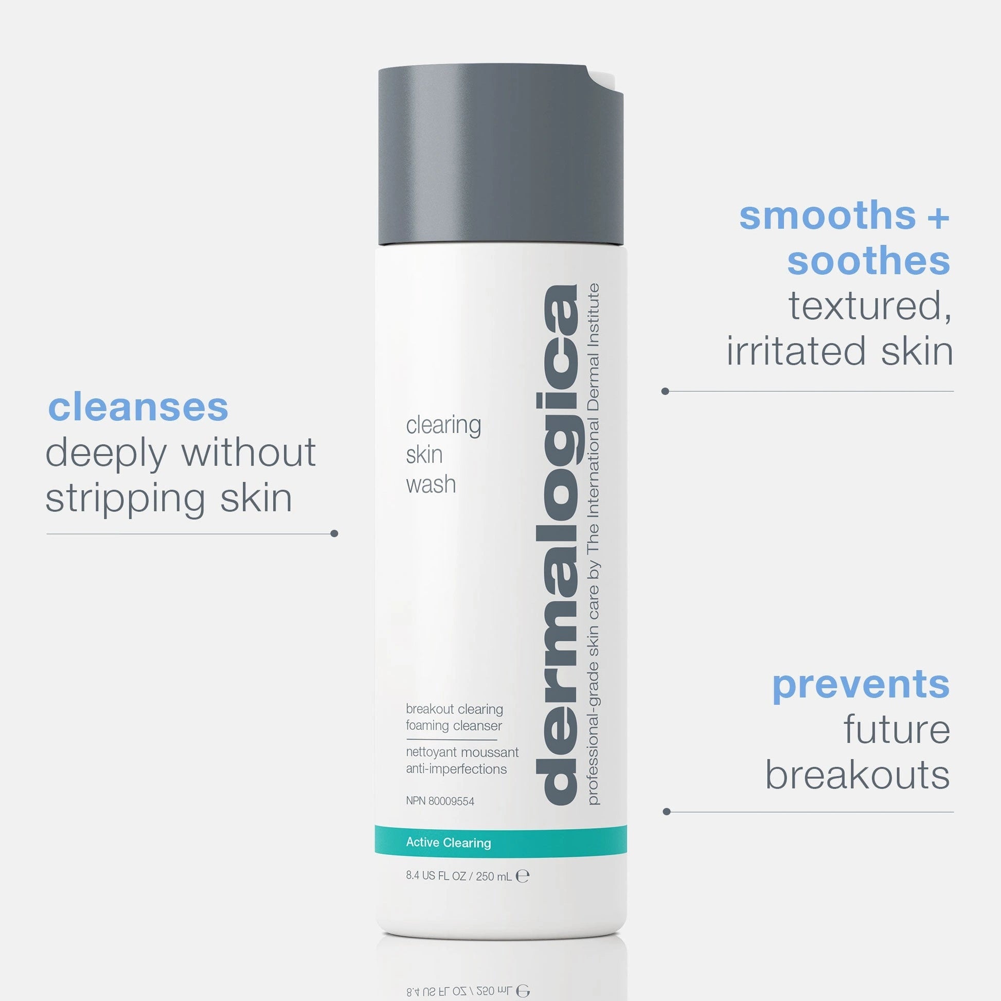 Dermalogica Clearing Skin Wash 500ml, luxe reinigingsschuim voor het diep reinigen van probleemhuid en het voorkomen van acne.