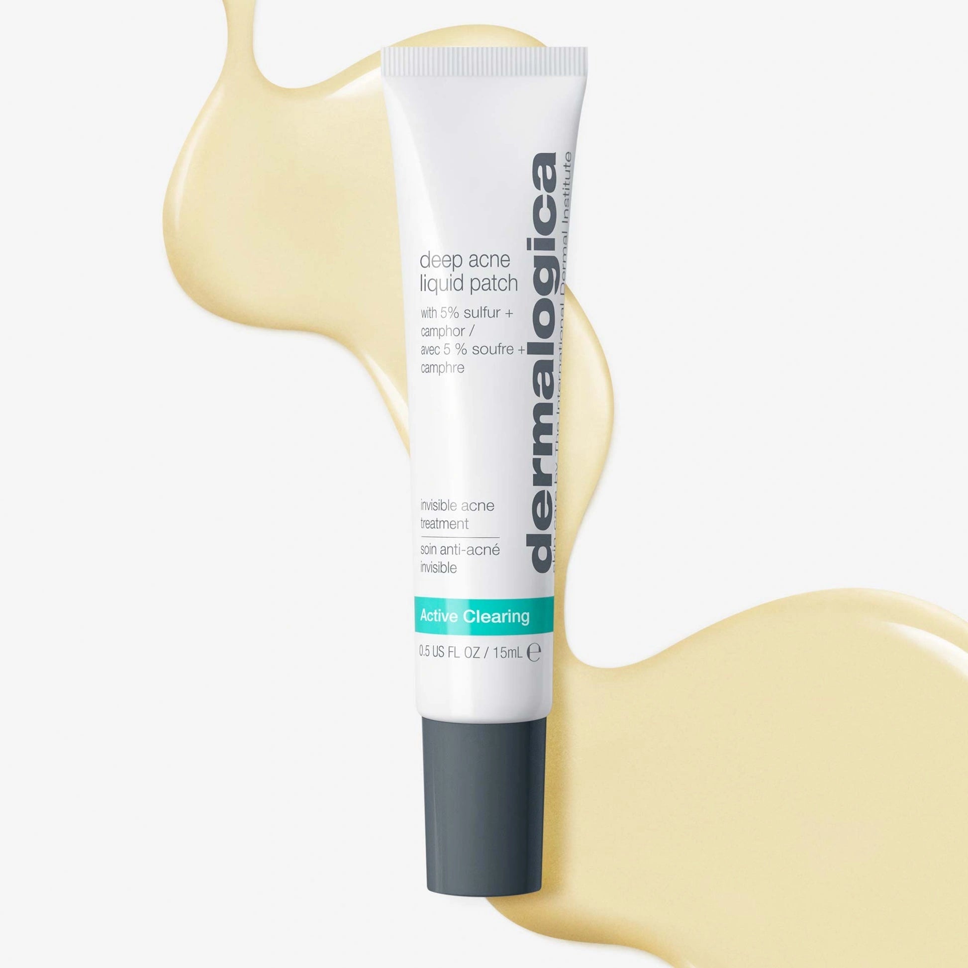 Dermalogica Deep Breakout Liquid Patch 15ml met zwavel en salicylzuur voor effectieve behandeling van diepe puistjes.