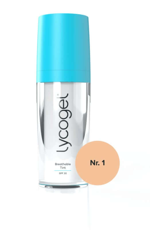 Lycogel Breathable Tint Nr. 1 30ml met lichte glow voor fair skin, benadrukt natuurlijke ondertoon.