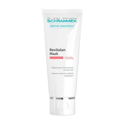Schrammek Revitalan Mask 75ml in een witte tube met Vitality label voor intensieve huidbehandeling.