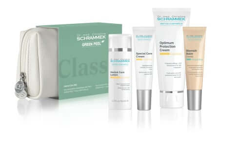 Dr Schrammek Green Peel Home Care Set Essential Classic met kalmerende en herstellende producten voor optimale huidverzorging.
