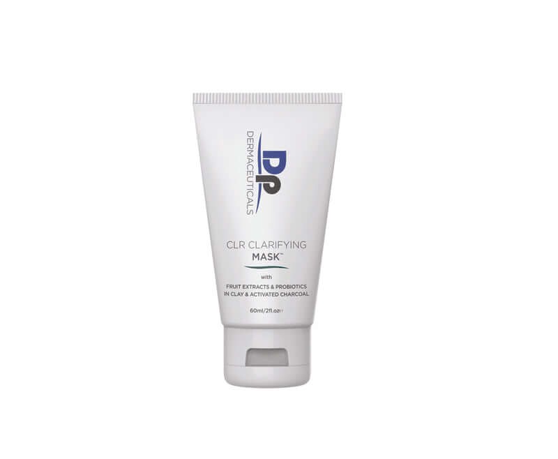DP Dermaceuticals CLR Clarifying Mask 60ml (travelsize) in tube met actieve klei en fruitextracten.