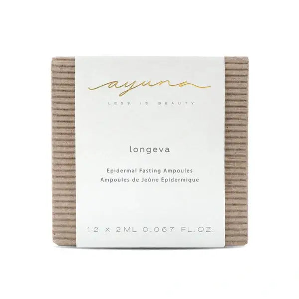 Ayuna Longeva Epidermal Fasting Ampoules 12x 2ml verpakking met natuurlijke uitstraling voor celvernieuwing en huidherstel