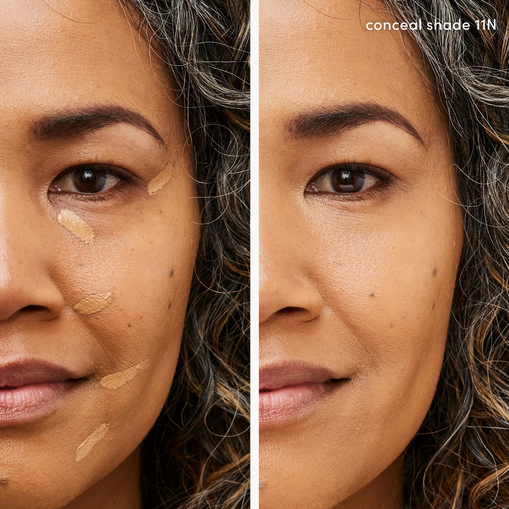 Jane Iredale PureMatch Liquid Concealer 11N Dark 5ml aangebracht op huid, tonen zonder imperfecties en natuurlijk resultaat.