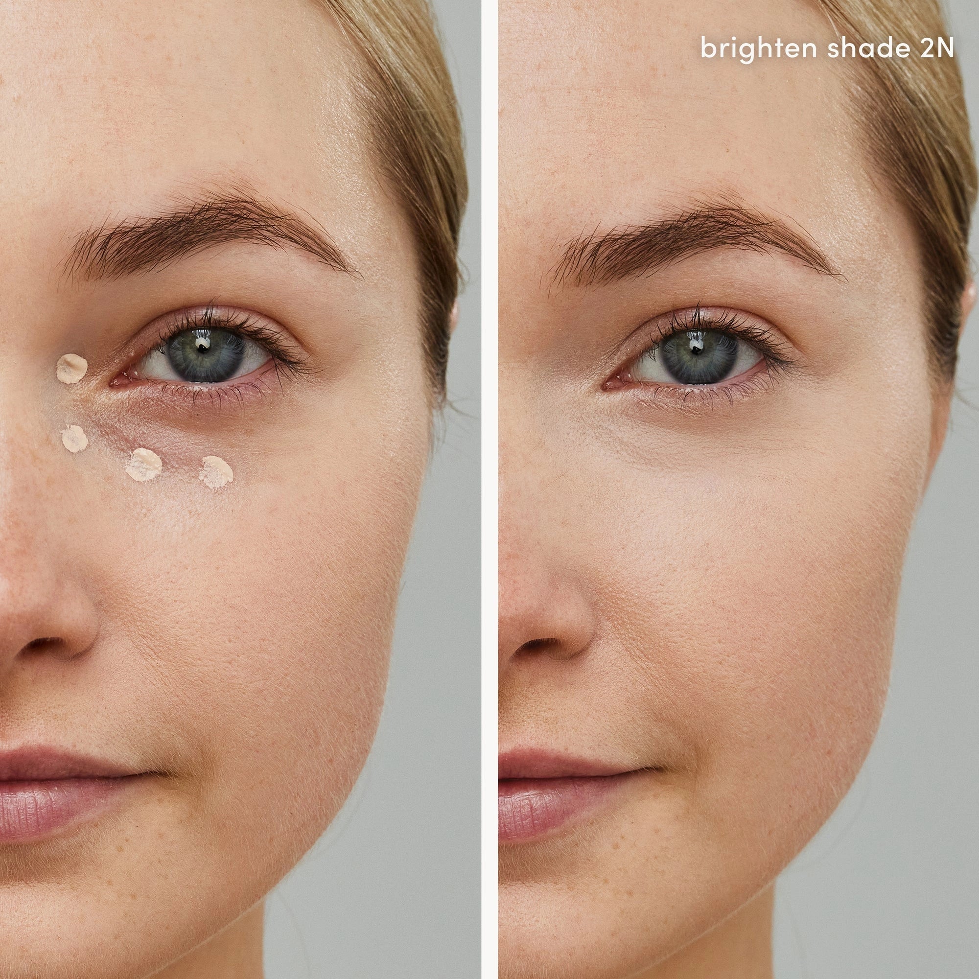 Jane Iredale PureMatch Liquid Concealer 2N Fair 5ml op model met concealer onder het oog voor een frisse uitstraling.