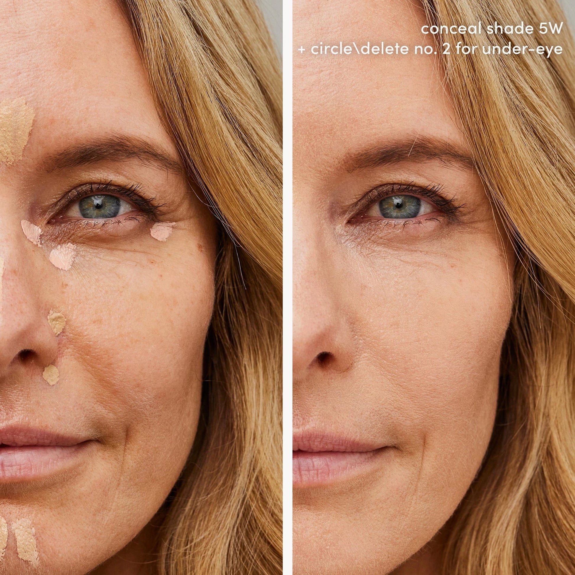 Jane Iredale PureMatch Liquid Concealer 5W Medium to Light 5ml aangebracht op de huid, close-up voor een natuurlijke look.