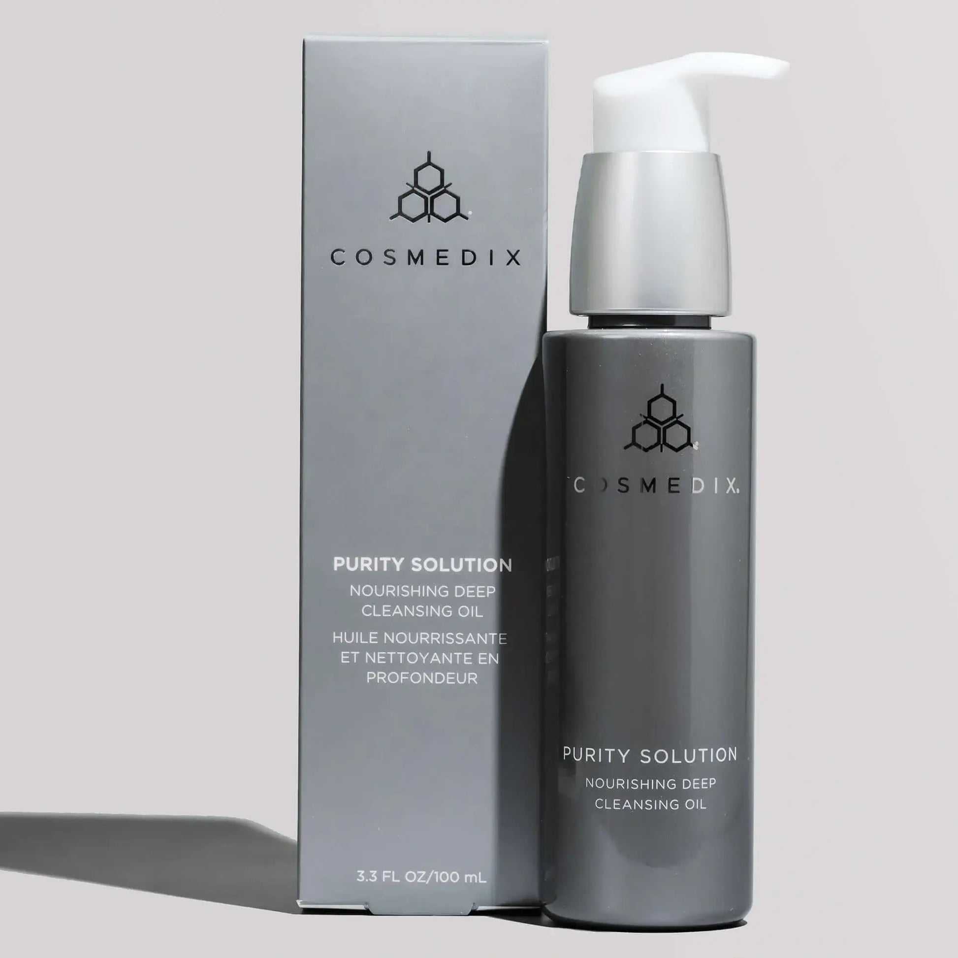 Cosmedix Purity Solution Nourishing Cleansing Oil 100ml in elegant verpakking voor diep reinigende verzorging.