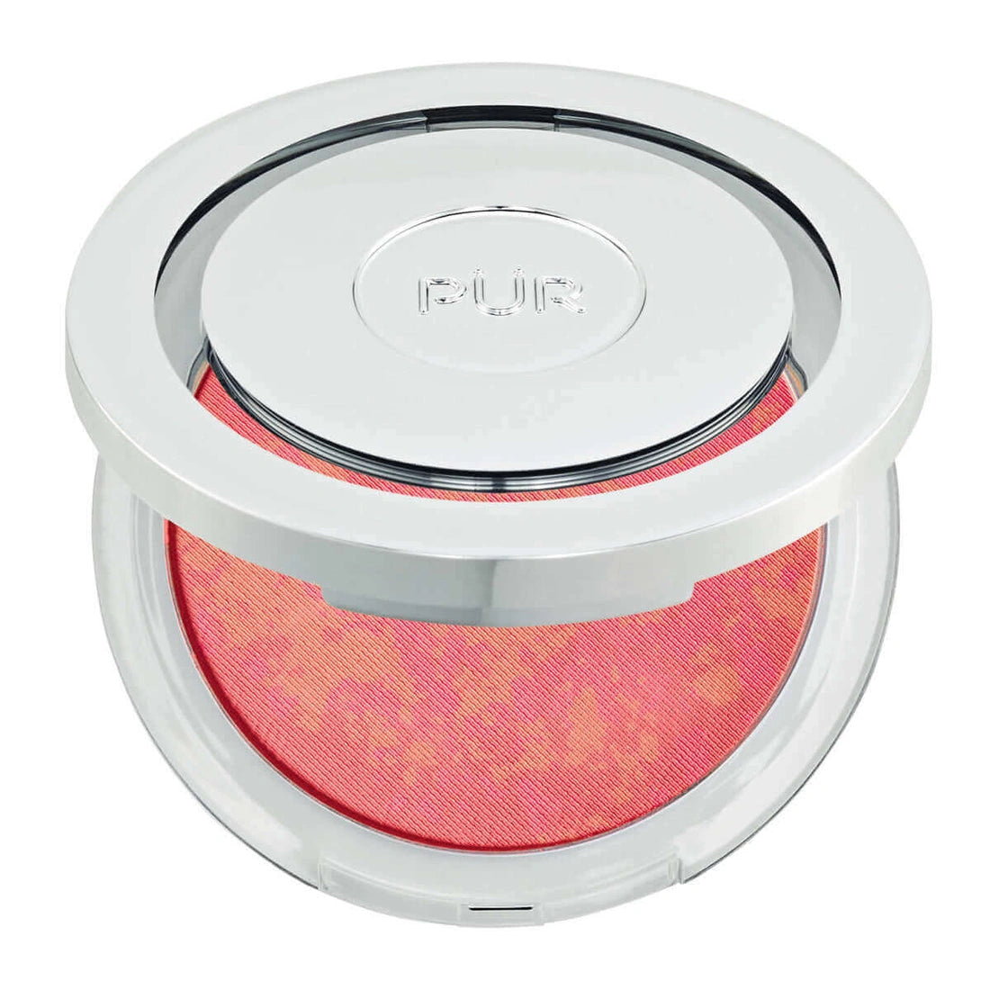 PUR Skin Perfecting Powder Blushing Act Pretty in Peach 8g, perzikkleurige minerale blush met luxe verpakking en unieke textuur.